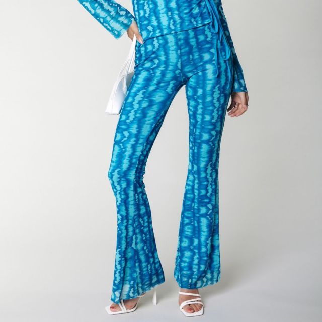Flare pants tie dye mesh | Light turquoise | Colourful Rebel 