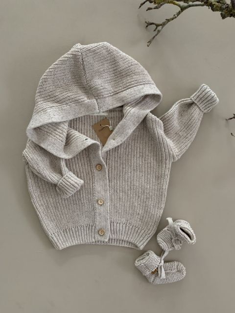 Soft Hooded Knit Cardigan | Oat sprinkle