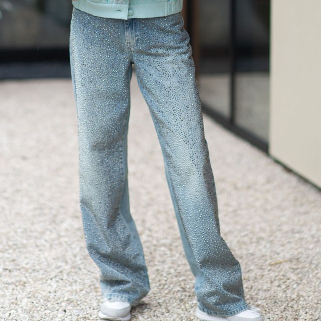 Jeans Zorah | Mid blue washed | Shiny studs | Gestuz