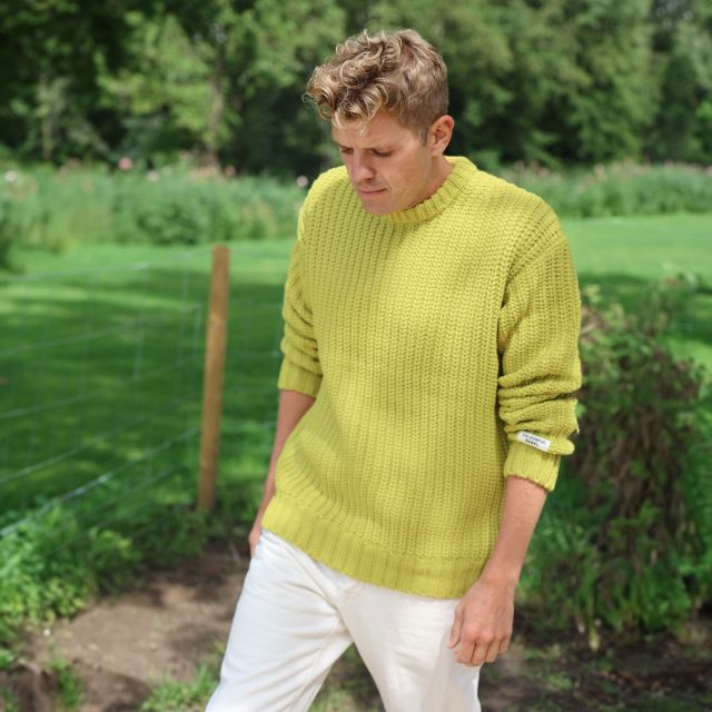 Sweater Dean rib knit | Dark lime green | Colourful Rebel 