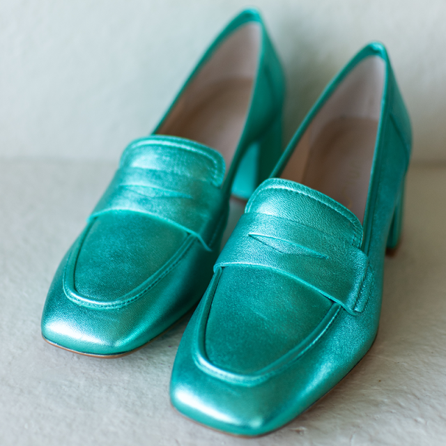 Loafers met blokhak | Mendo groen | Limited edition | Unisa