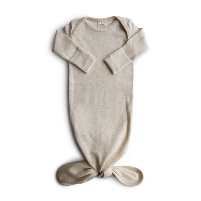 Ribbed knotted baby gown | Mamelou | Beige