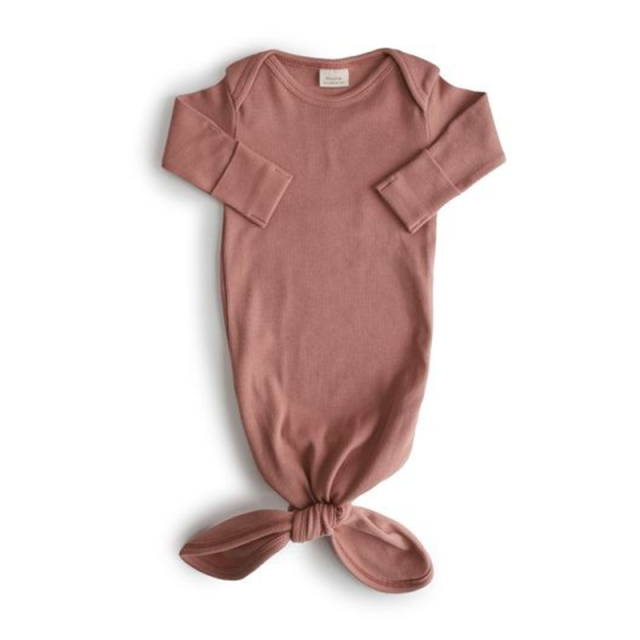 Ribbed knotted baby gown | Mamelou | Cedar