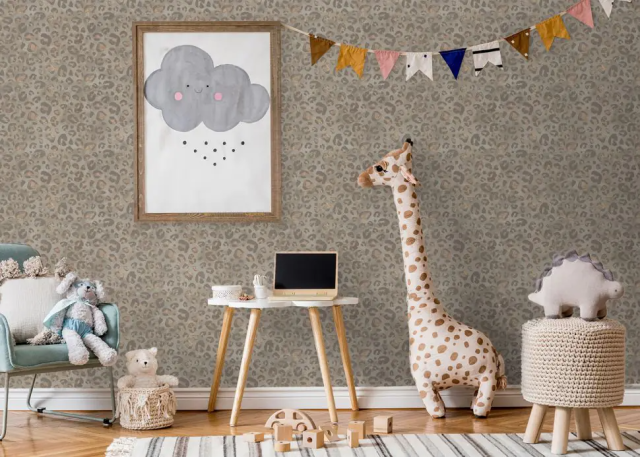 Behang Wild leopard | Taupe