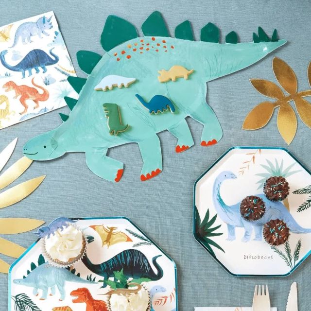 Papieren bordjes stegosaurus 4 stuks | Meri Meri