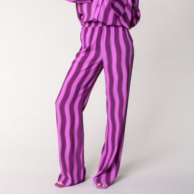 Straight pants Melody stripes | Warm red | Colourful Rebel 
