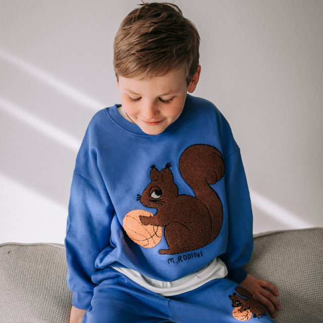 Squirrels embroidered sweatshirt | Blue | Mini Rodini