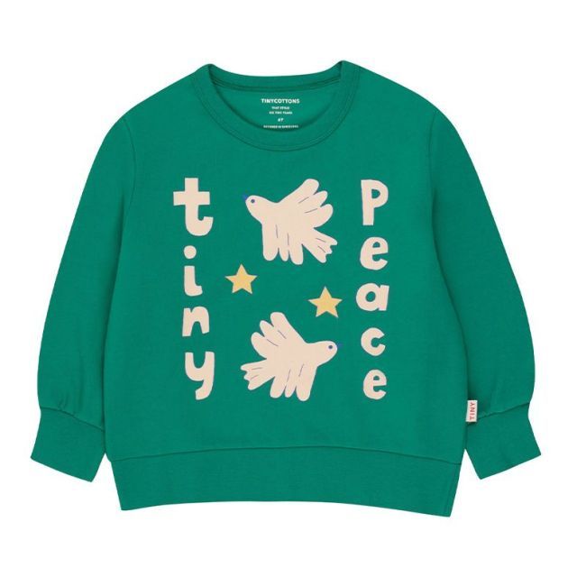 Sweatshirt tiny peace | Deep green | Tinycottons 