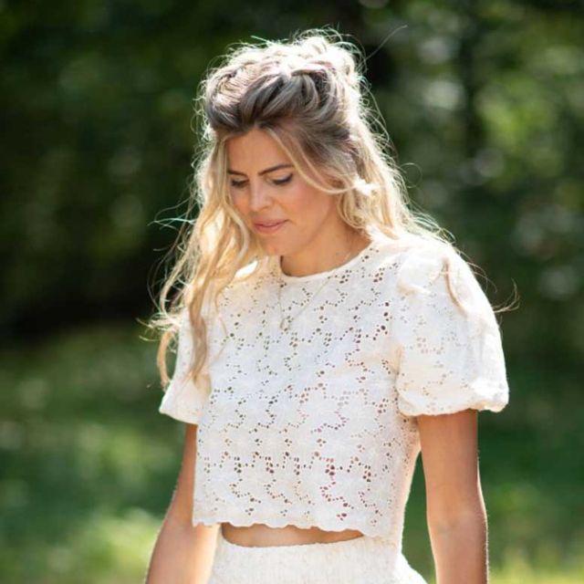 Top Daisy | Beige embroidery