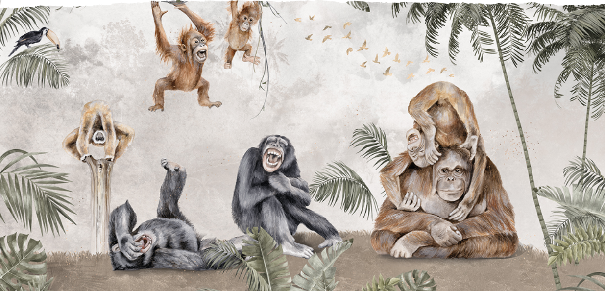 jungle behang apen kinderkamer